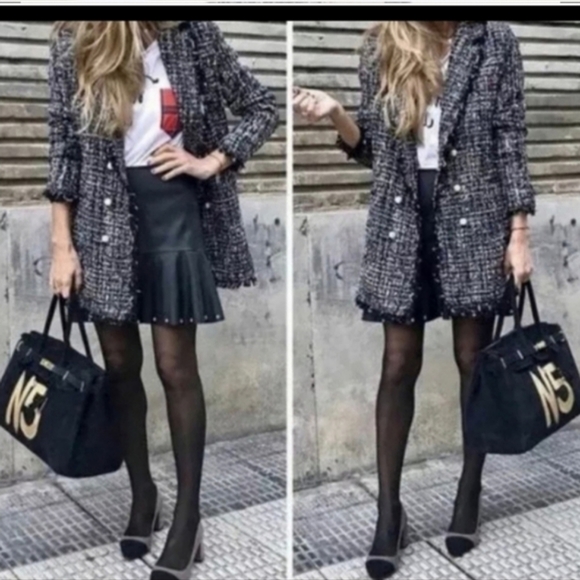 Zara * tweed textured long blazer size XS - Picture 12 of 16